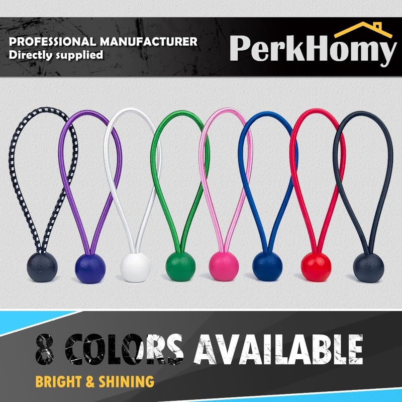 PH PERKHOMY PerkHomy 30 PCS Ball Bungee Cord 6 Inch Heavy Duty Bungie Cord Balls for Tarp Tie Down Canopy Camping Tents Cargo Holding Wire Hoses Patio Umbrellas Awning (30pc Blue) - Image 4